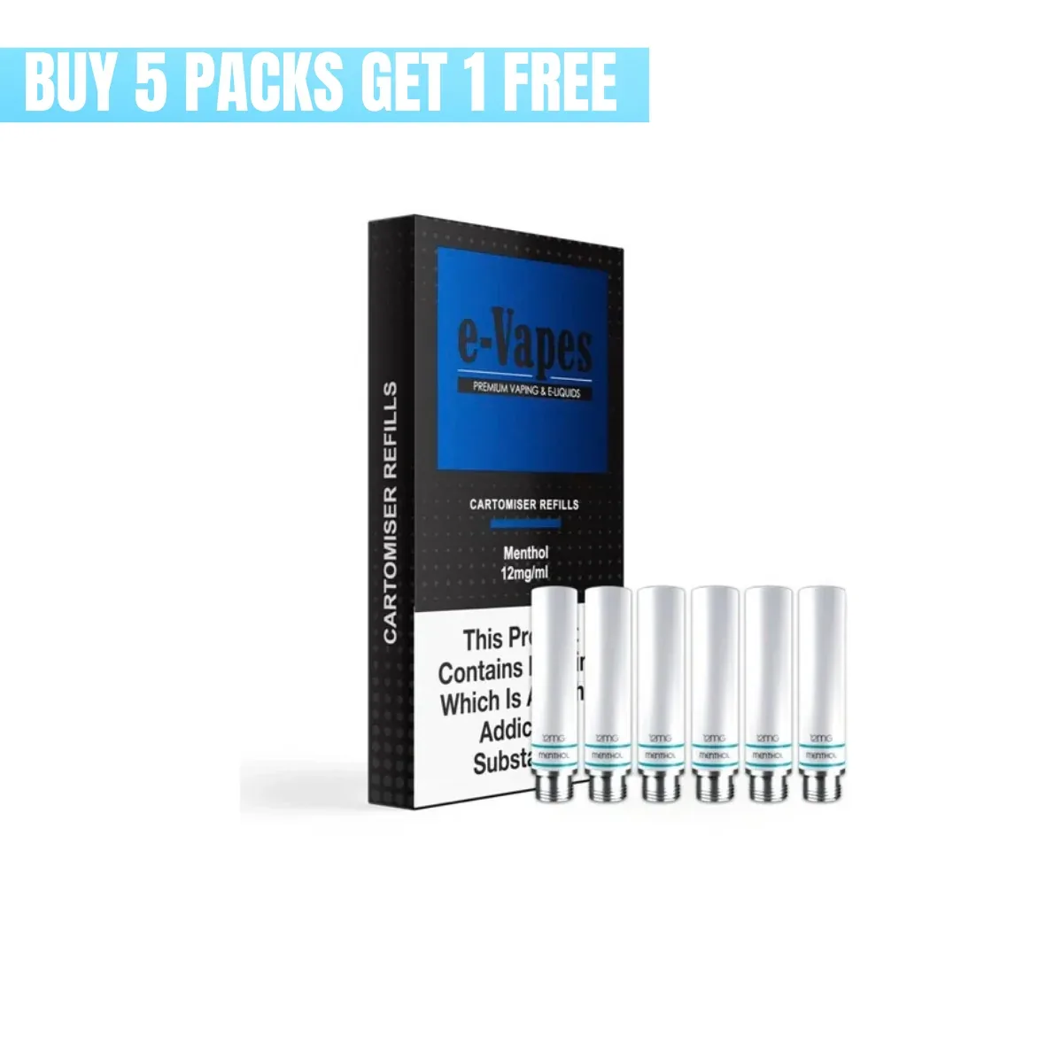 E-Vapes Cartomizers (Pack of 5) - Menthol 12mg
