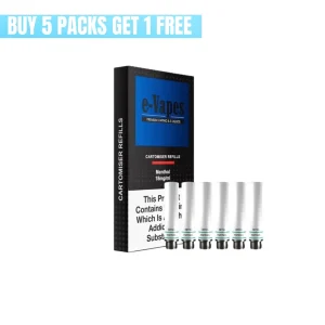 E-Vapes Cartomizers (Pack of 5) - Menthol 18mg