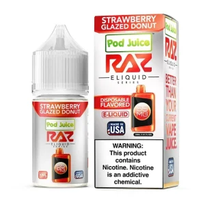 Pod Juice x RAZ Strawberry Glazed Donut TFN Salt Vape Juice 30ml - 55MG