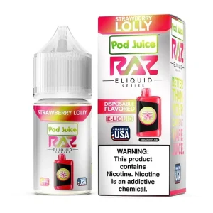Pod Juice x RAZ Strawberry Lolly TFN Salt Vape Juice 30ml - 20MG