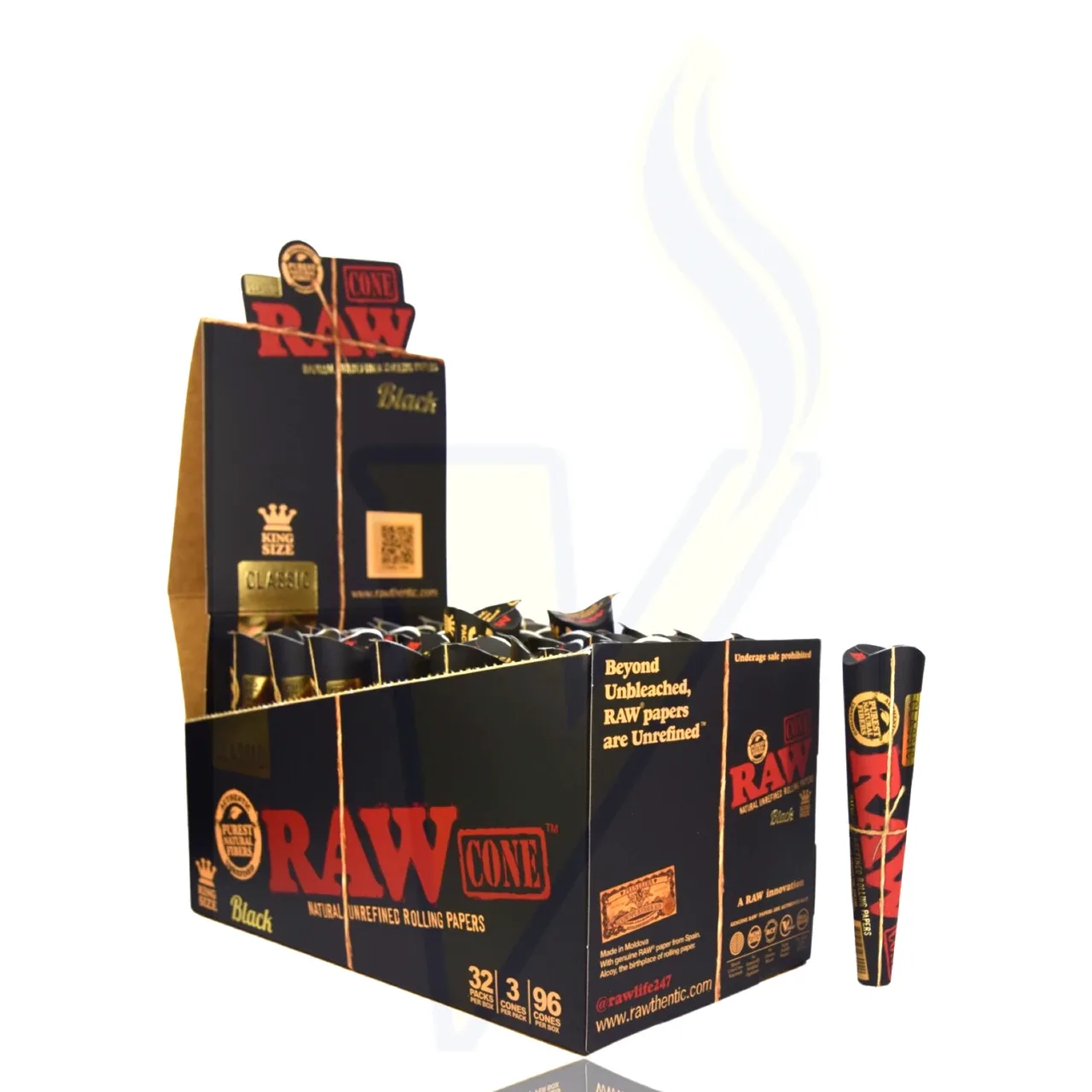 RAW Black 1 1/4 Cones 32 Pack