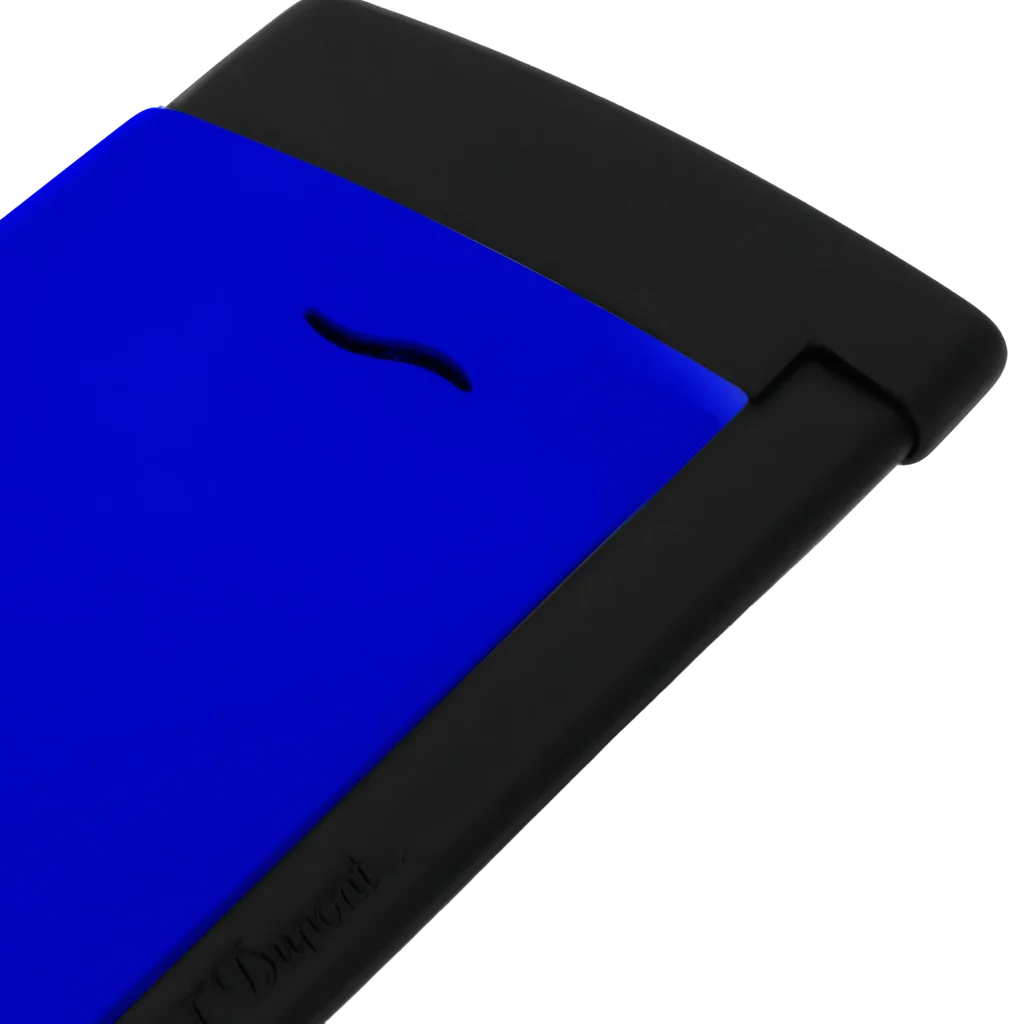 S.T. Dupont Lighter Slim 7 - Matte Black & Neon Blue - Image 2