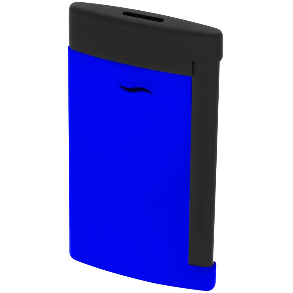 S.T. Dupont Lighter Slim 7 - Matte Black & Neon Blue