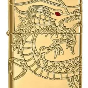 Zippo Lighter - Asian Dragon Armor High Polish Gold