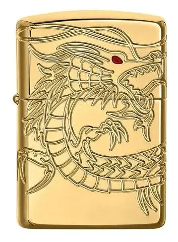 Zippo Lighter - Asian Dragon Armor High Polish Gold